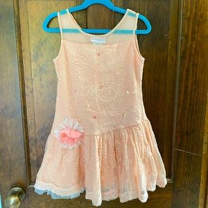 American Girl tulle tank dress in peach, size 7